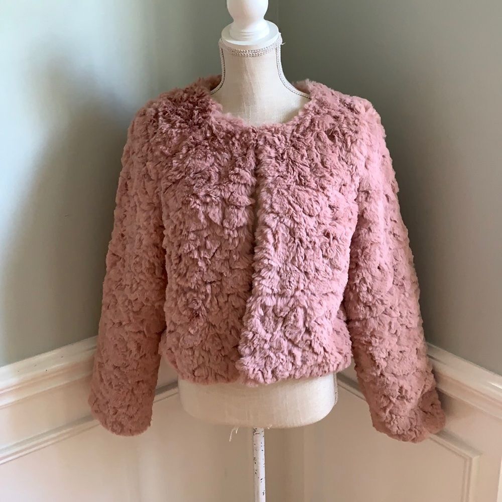 Line + Dot Conrad Mauve Faux Fur Jacket L - Picture 2 of 8